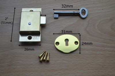 2'' Solid brass cupboard lock set