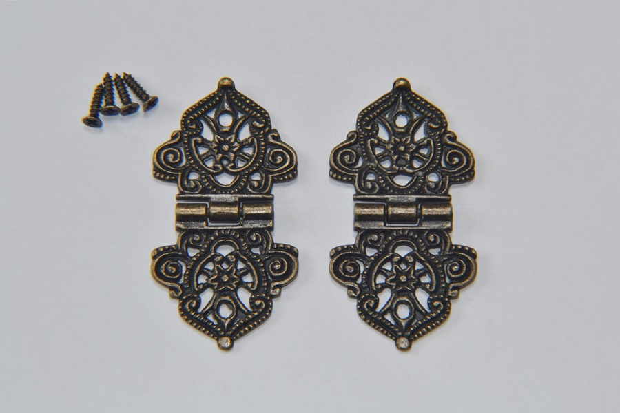 Antique Bronze Finish Decorative Hinge Set Pair Prokraft