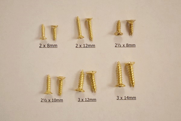 Brass Plated Small Screws - Packs of 30 screws - prokraft